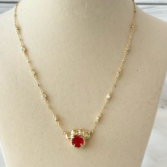 Disney | Kendra Scott Gold Minnie Mouse Short Pendant Necklace Hot Pink Drusy - Picture 5 of 9